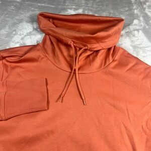 L.L. Bean Women's M Petite Misses Sweatshirt Orange Supima Cotton Funnel Neck